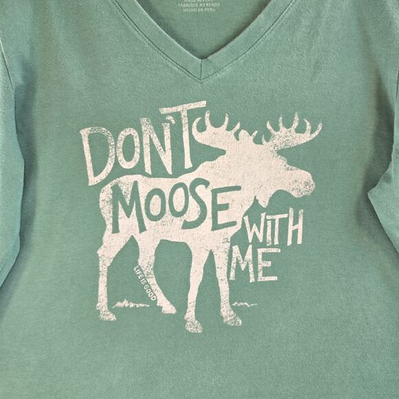 Life is Good Classic Fit Crusher Tee "Don't Moose with Me" Green Size M Women's - Picture 3 of 7